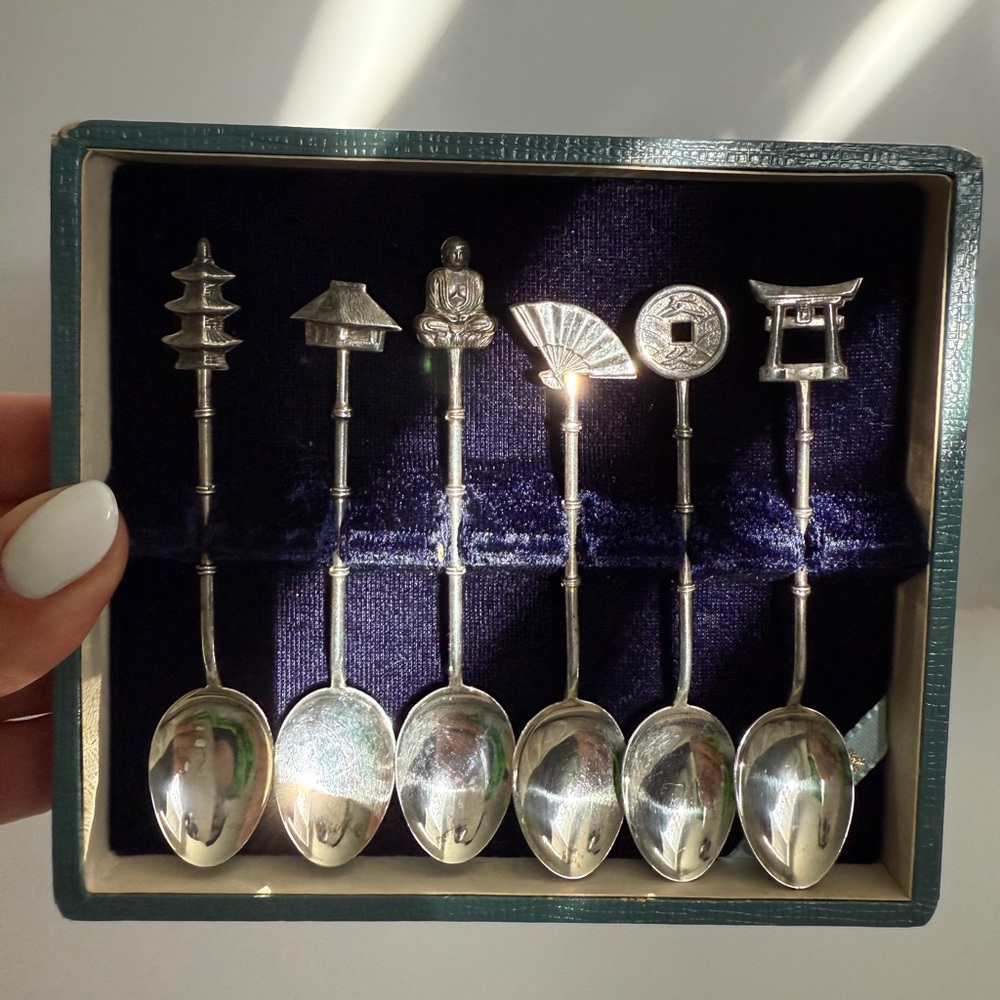 950 Sterling Silver Antique Japan Demitasse Coffee Spoons